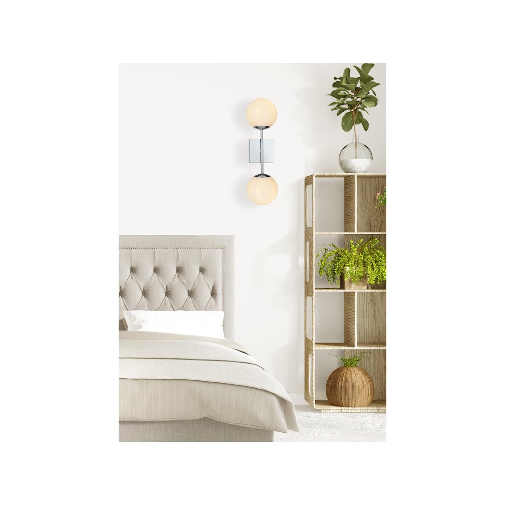 Neri 6 Inch Wall Sconce White Shade in Chrome