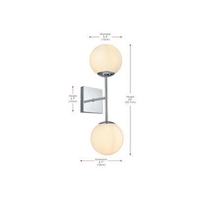 Neri 6 Inch Wall Sconce White Shade in Chrome