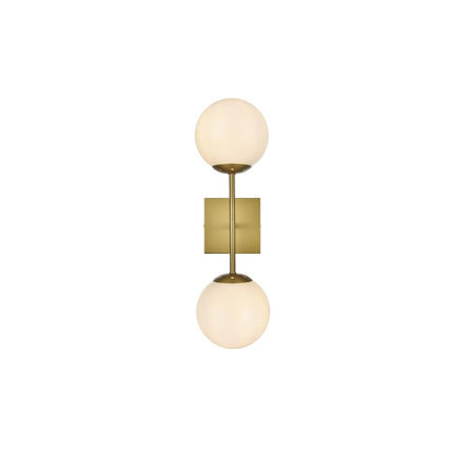 Neri 6 Inch Wall Sconce White Shade in Satin Gold