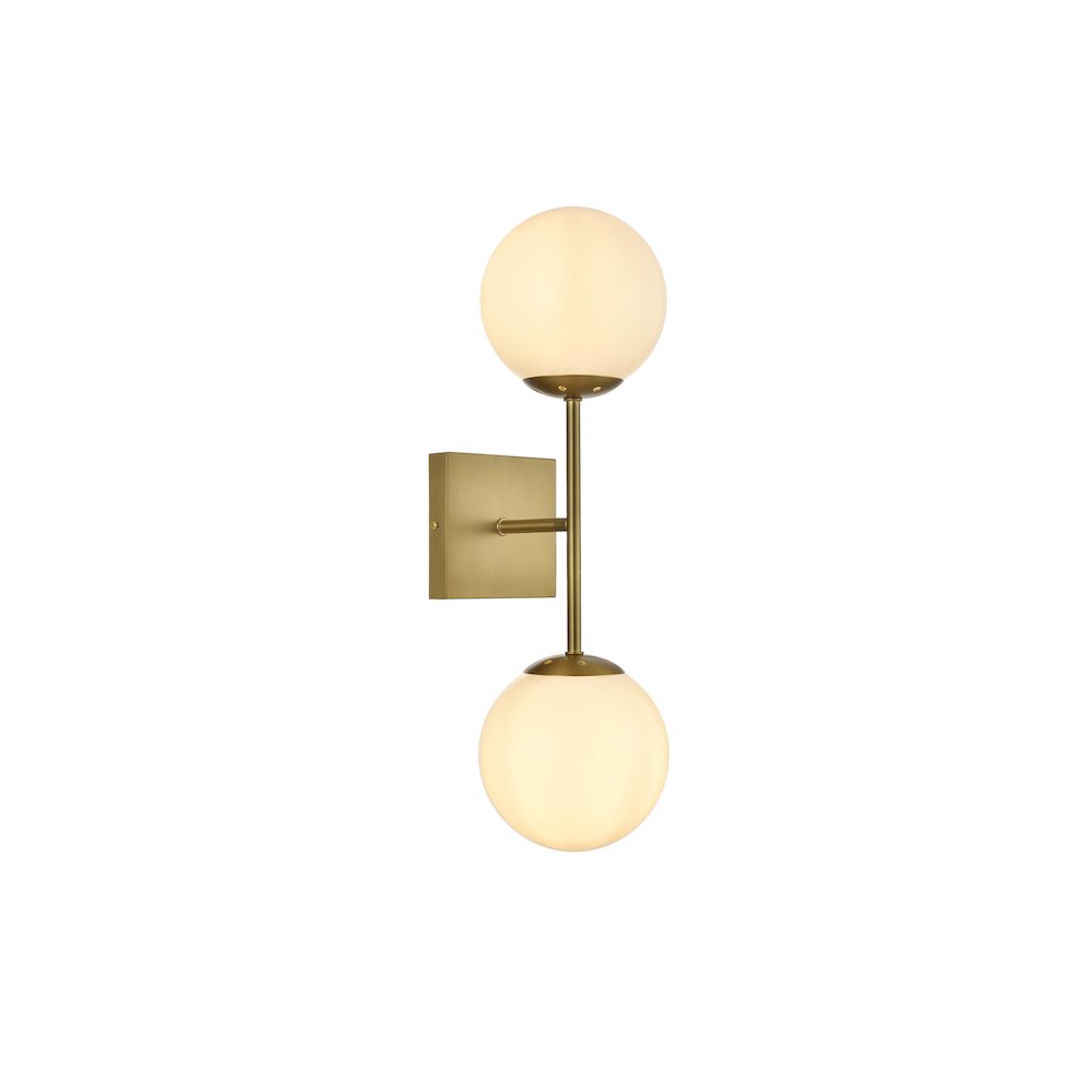Neri 6 Inch Wall Sconce White Shade in Satin Gold