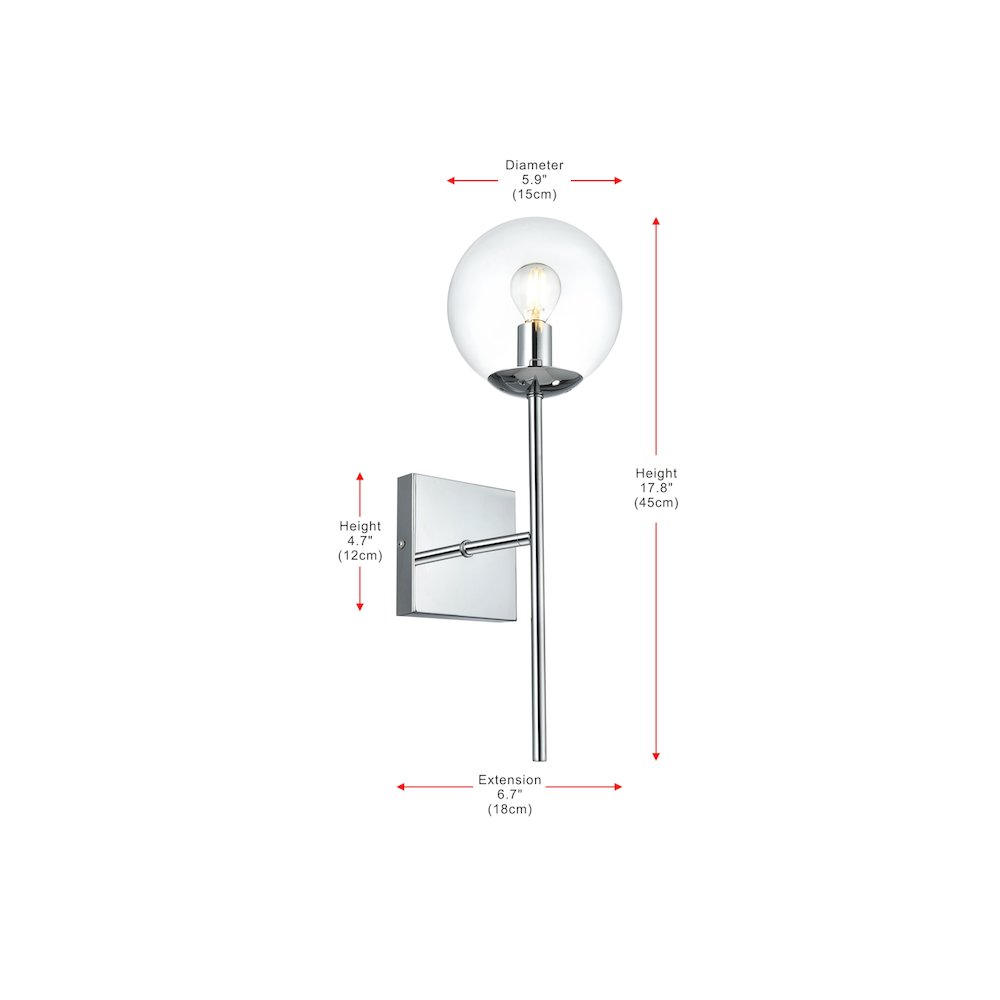 Neri 6 Inch Wall Sconce Clear Shade in Chrome