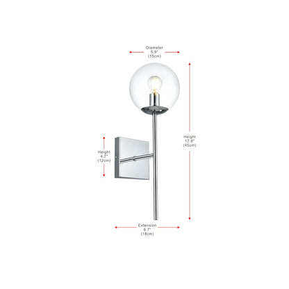 Neri 6 Inch Wall Sconce Clear Shade in Chrome