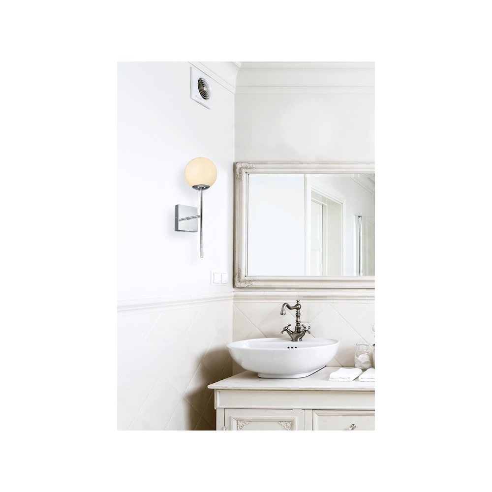 Neri 6 Inch Wall Sconce White Shade in Chrome