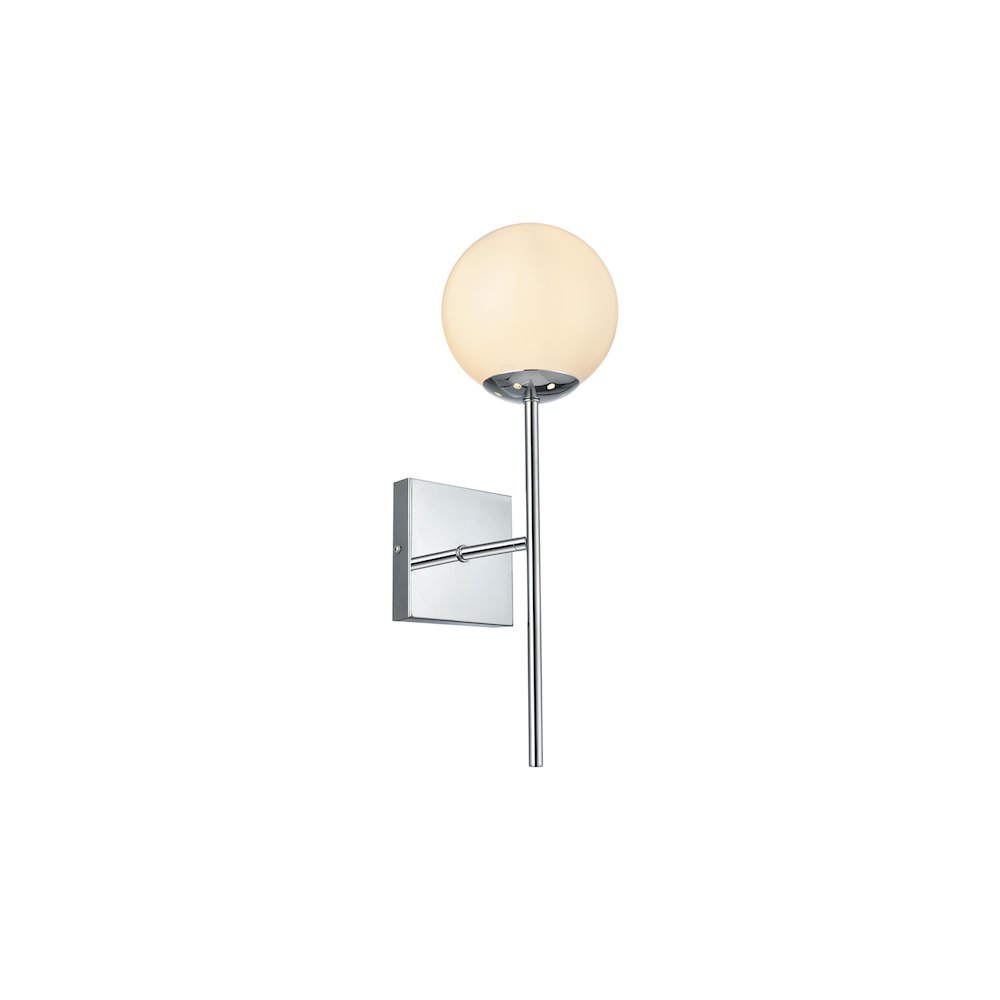Neri 6 Inch Wall Sconce White Shade in Chrome