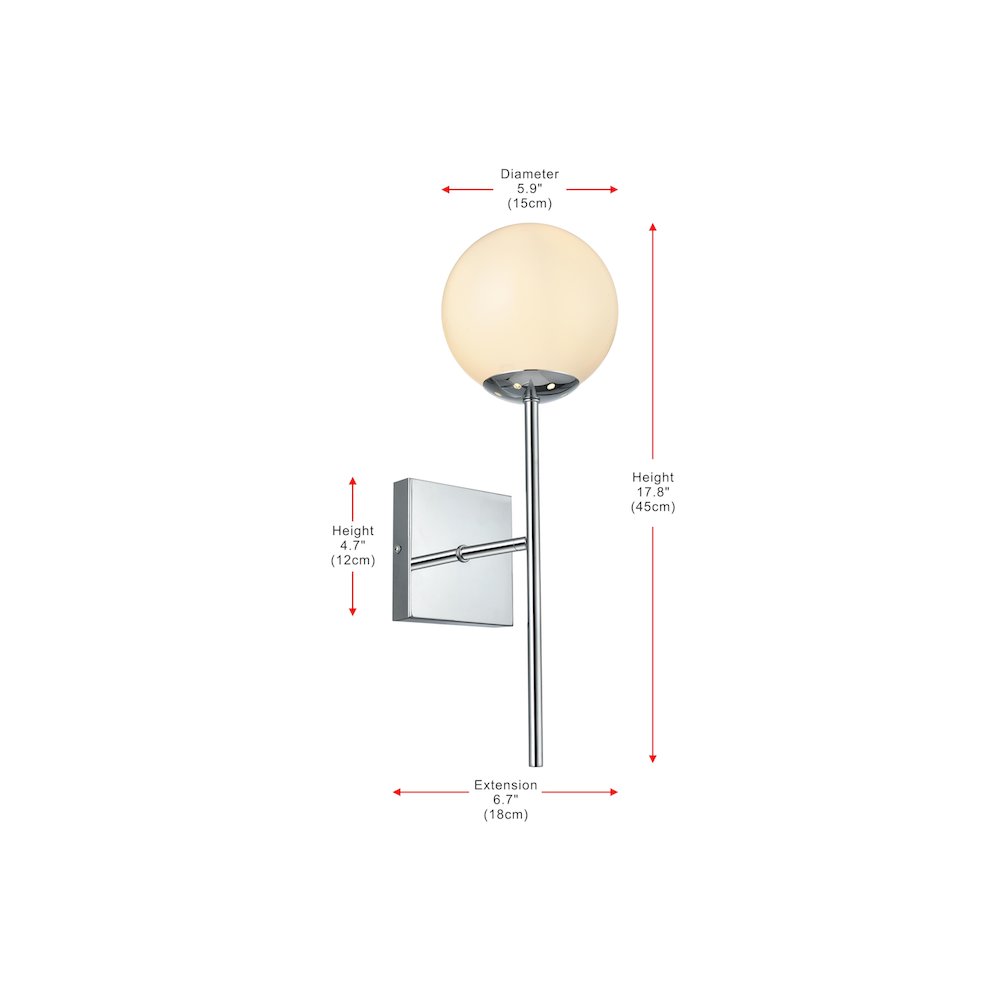 Neri 6 Inch Wall Sconce White Shade in Chrome