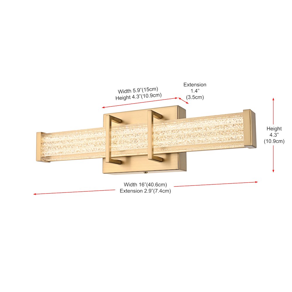 Ivaan 16 Inch Led Wall Sconce In Satin Gold
