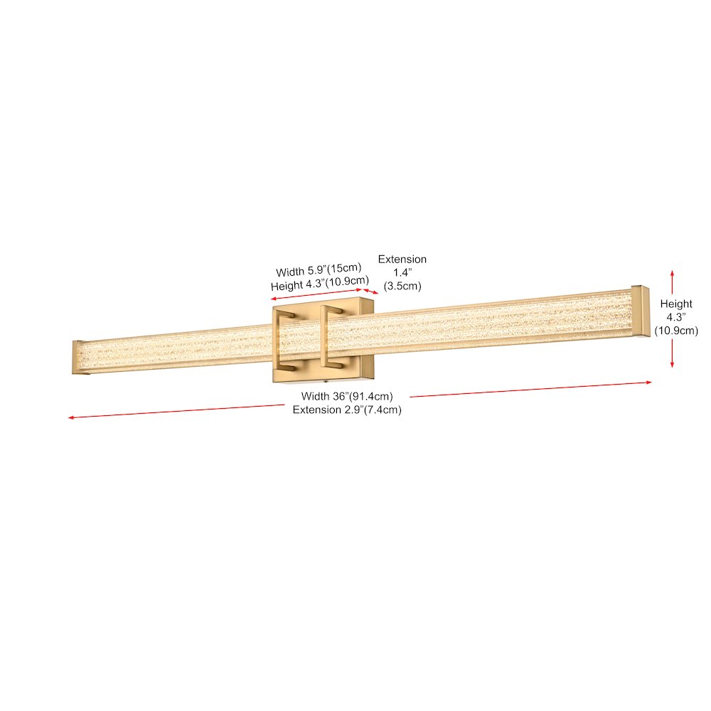 Ivaan 36 Inch Led Wall Sconce In Satin Gold