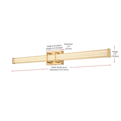 Ivaan 36 Inch Led Wall Sconce In Satin Gold