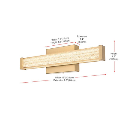 Jaxx 16 Inch Led Wall Sconce In Satin Gold
