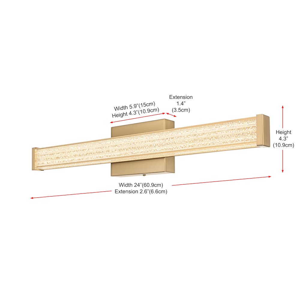 Jaxx 24 Inch Led Wall Sconce In Satin Gold