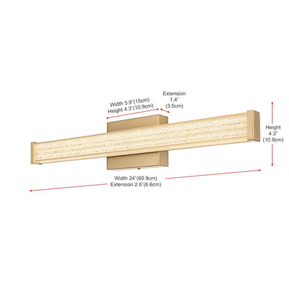 Jaxx 24 Inch Led Wall Sconce In Satin Gold