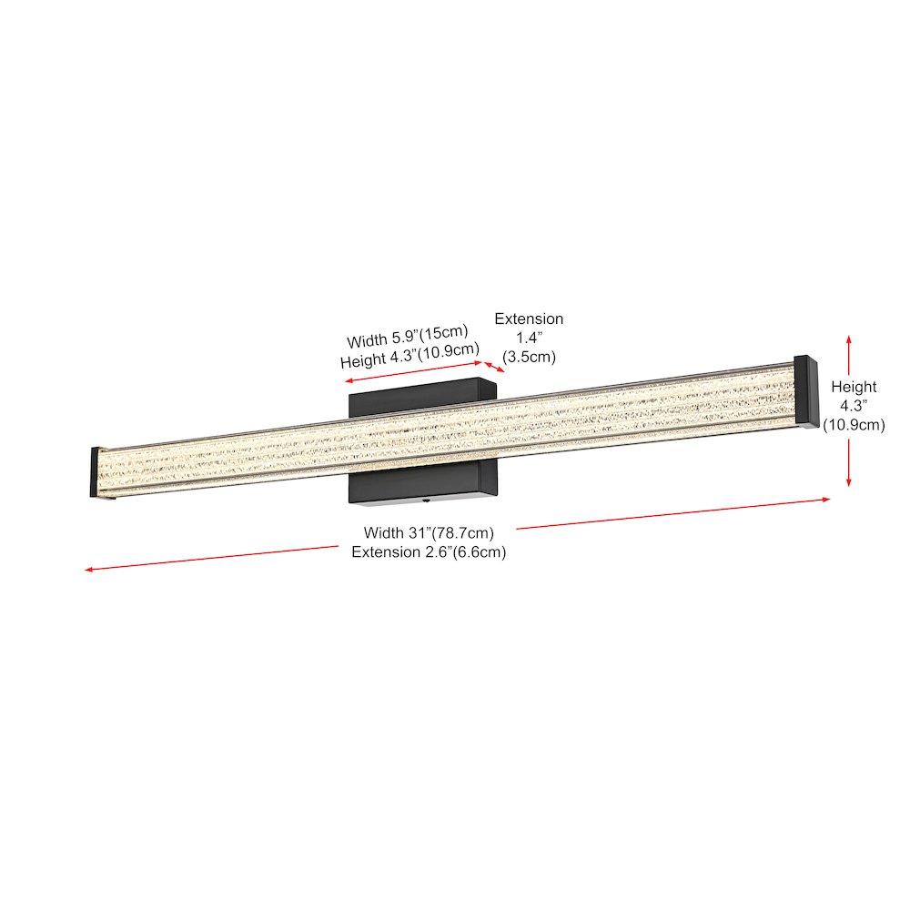 Jaxx 31 Inch Led Wall Sconce In Black