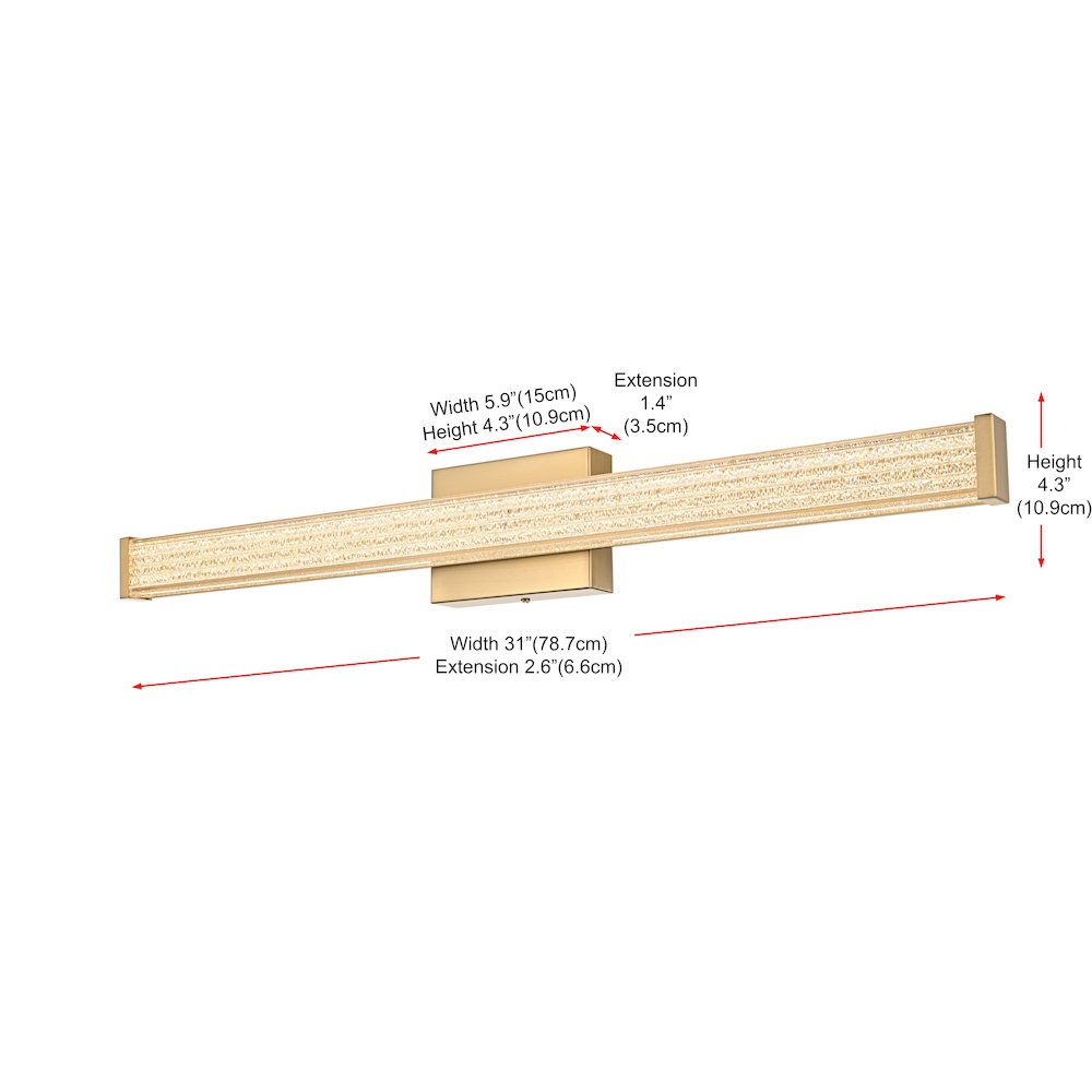 Jaxx 31 Inch Led Wall Sconce In Satin Gold