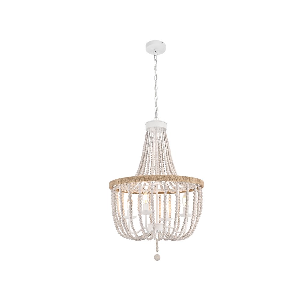Jolie 20 Inch Beaded Pendant In Antique White