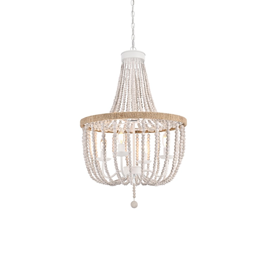 Jolie 20 Inch Beaded Pendant In Antique White