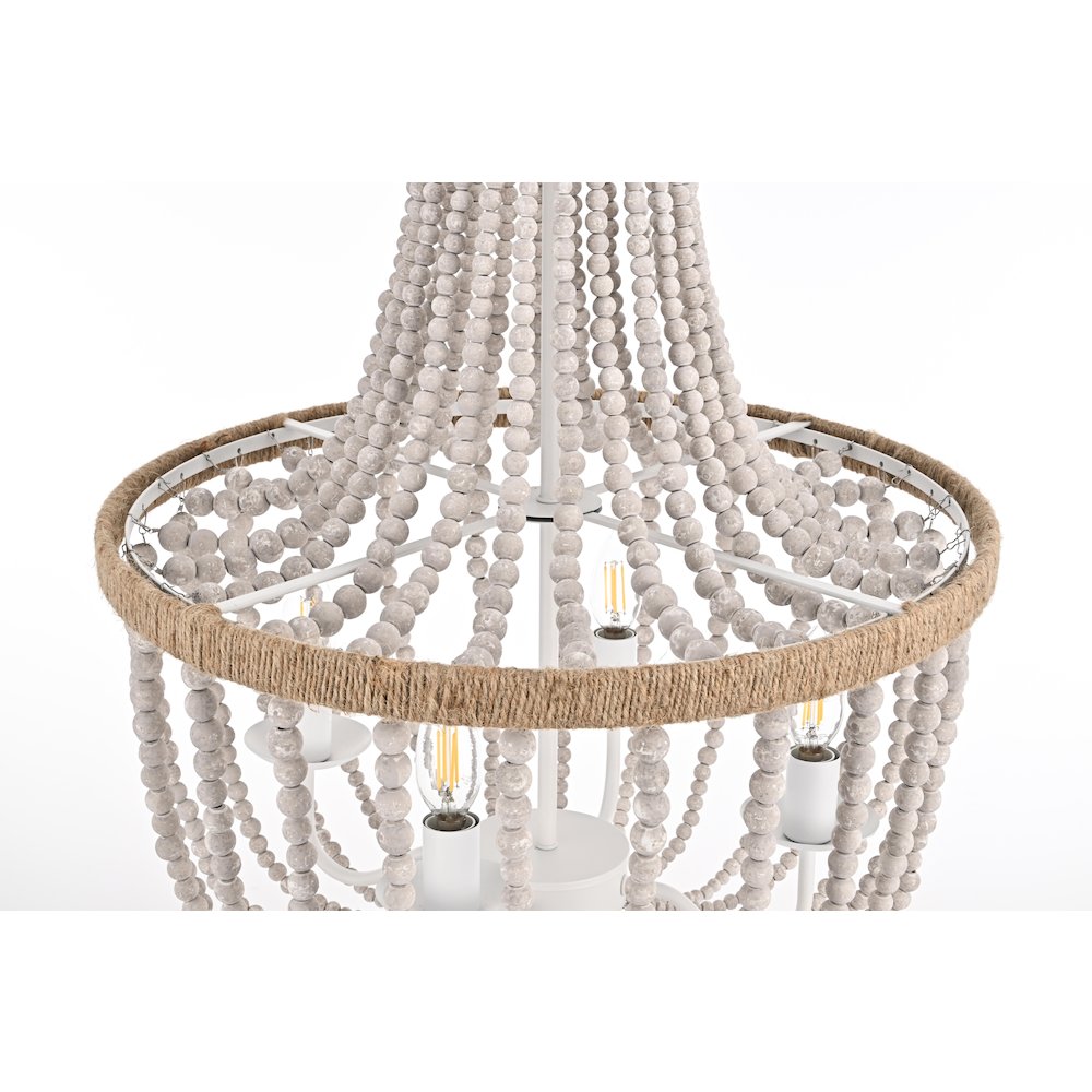 Jolie 20 Inch Beaded Pendant In Antique White