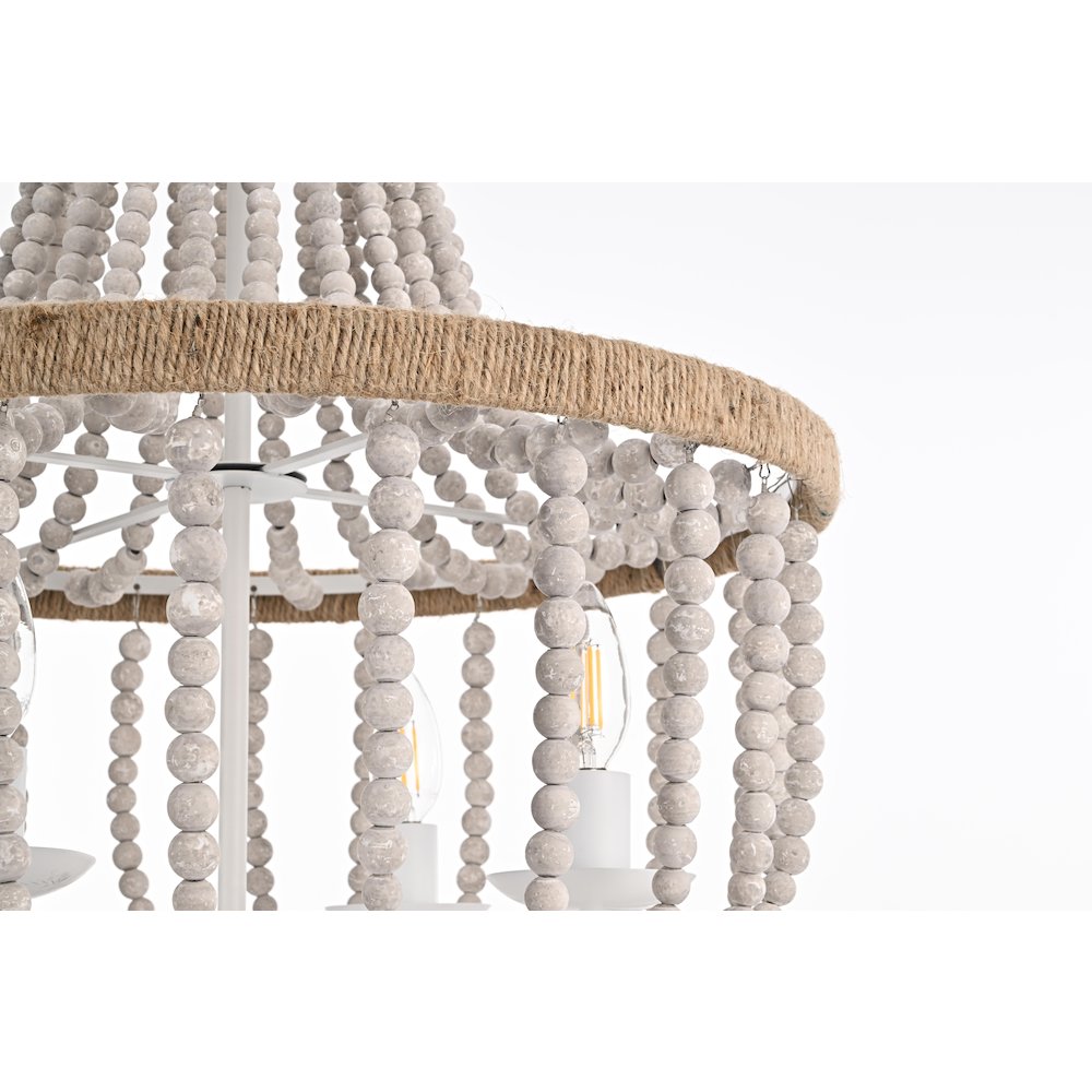 Jolie 20 Inch Beaded Pendant In Antique White