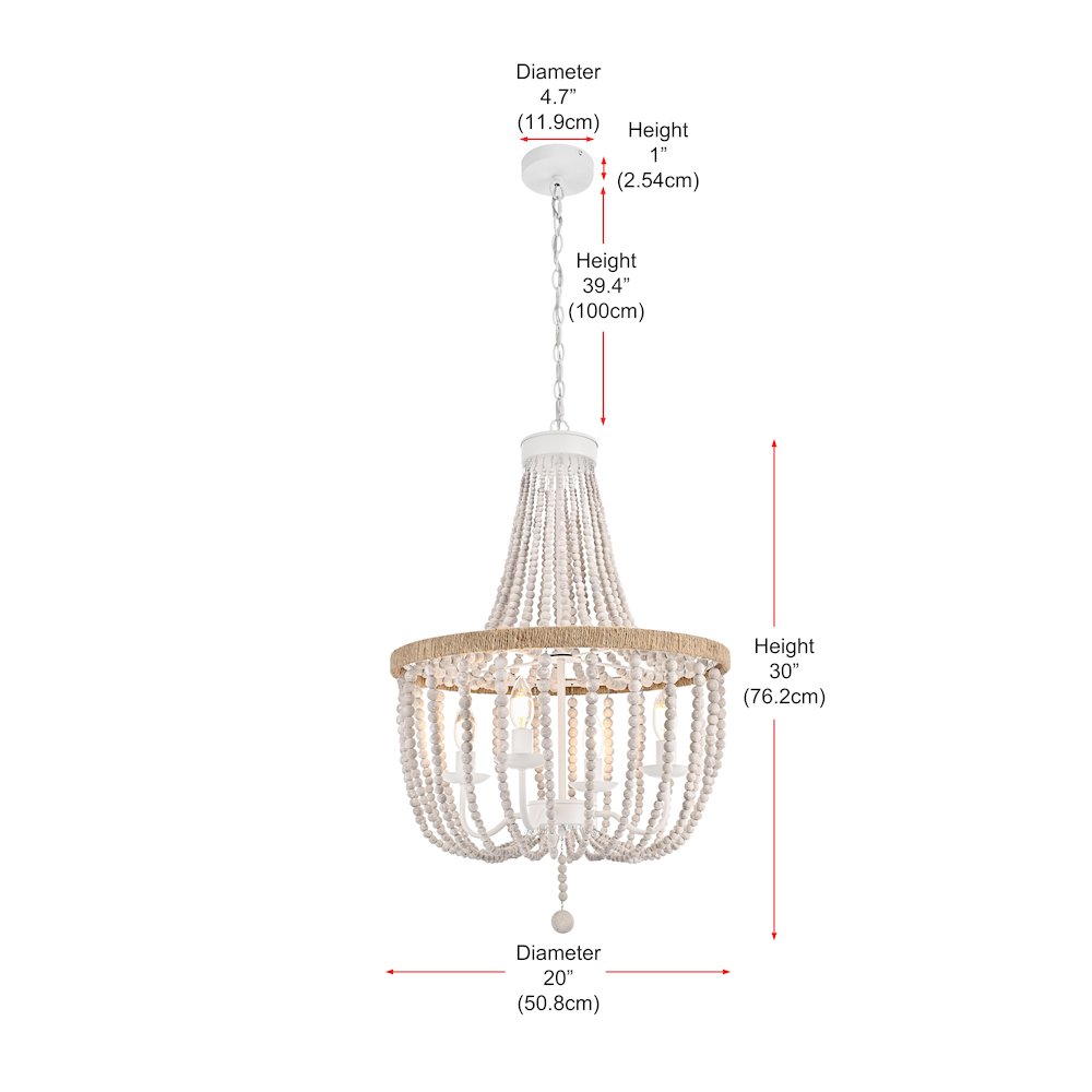 Jolie 20 Inch Beaded Pendant In Antique White