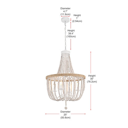 Jolie 20 Inch Beaded Pendant In Antique White