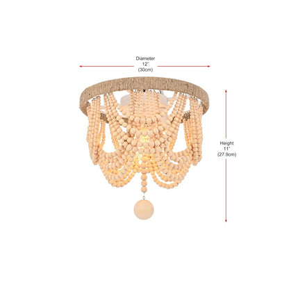 Jolie 12 Inch Beaded Flush Mount In Beige