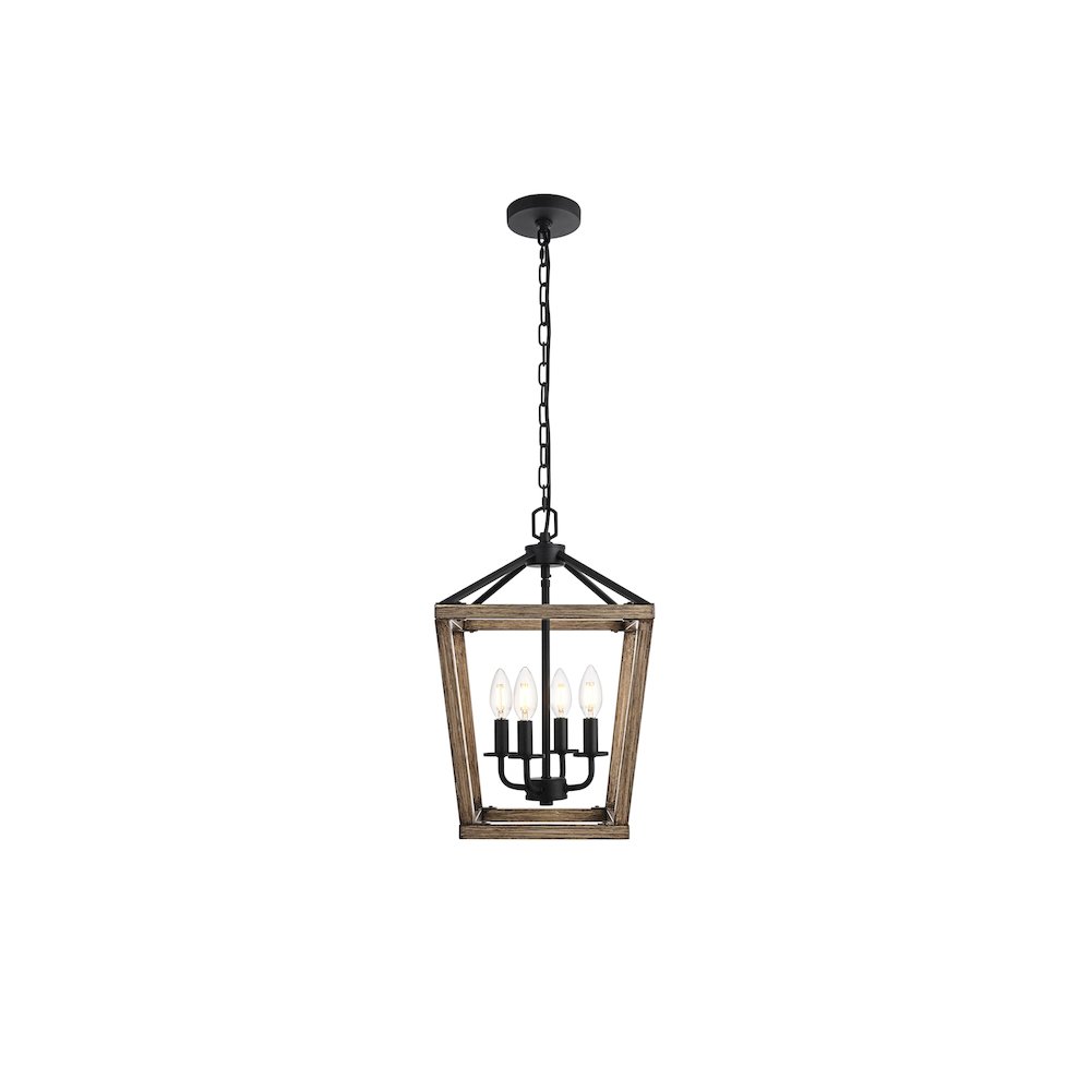 Gage 12 inch Latern Pendant in Brown and Black