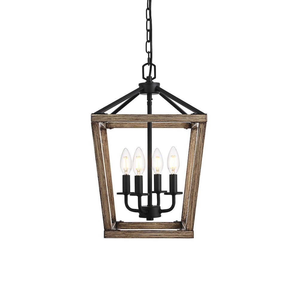 Gage 12 inch Latern Pendant in Brown and Black