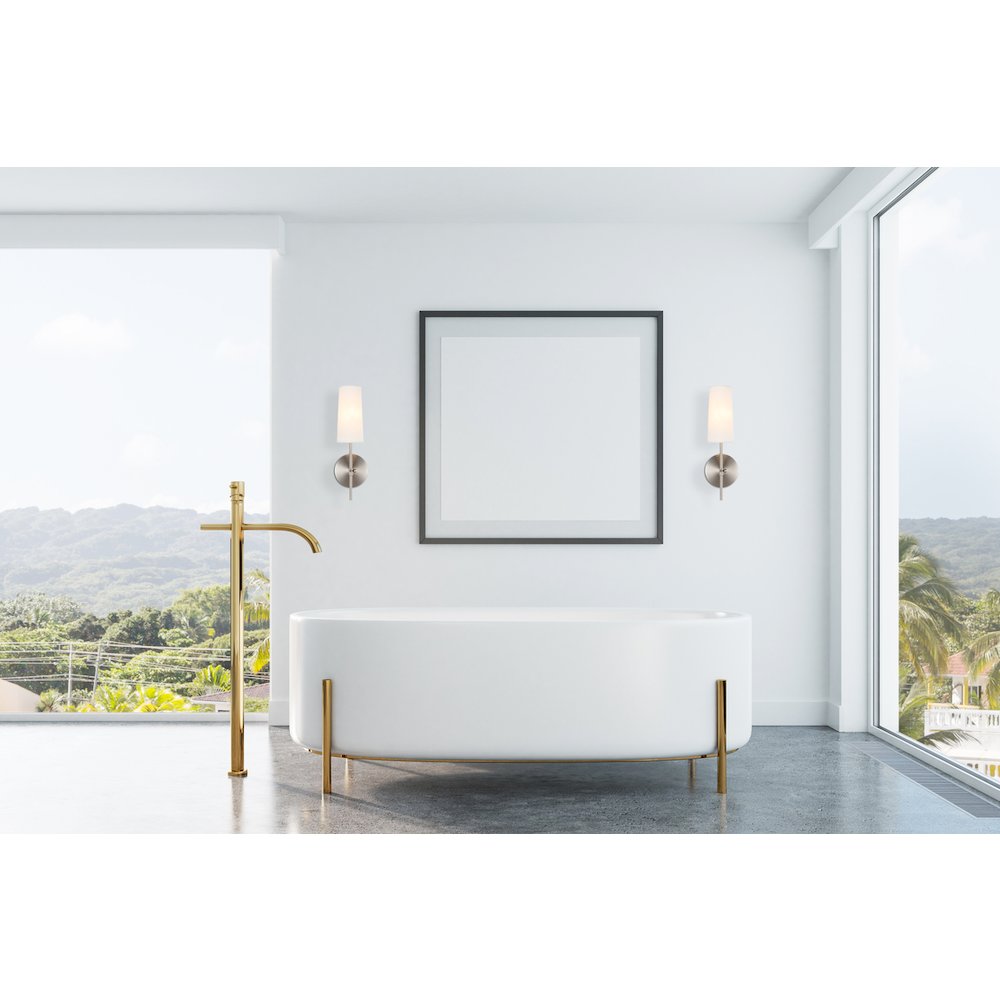 Mel 1 light Burnished Nickel and White shade wall sconce