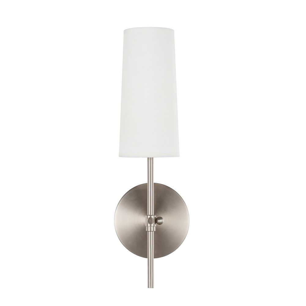 Mel 1 light Burnished Nickel and White shade wall sconce