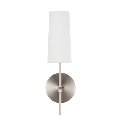 Mel 1 light Burnished Nickel and White shade wall sconce
