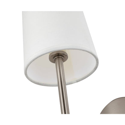 Mel 1 light Burnished Nickel and White shade wall sconce