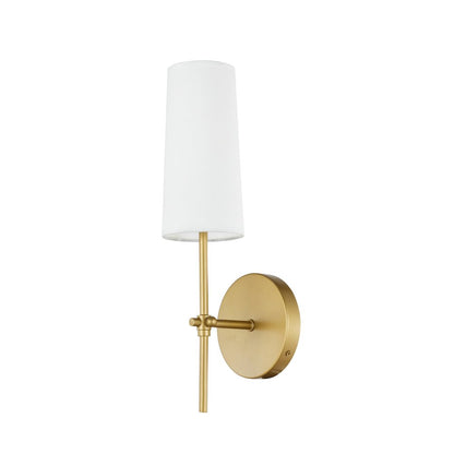 Mel 1 light Brass and White shade wall sconce