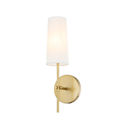 Mel 1 light Brass and White shade wall sconce