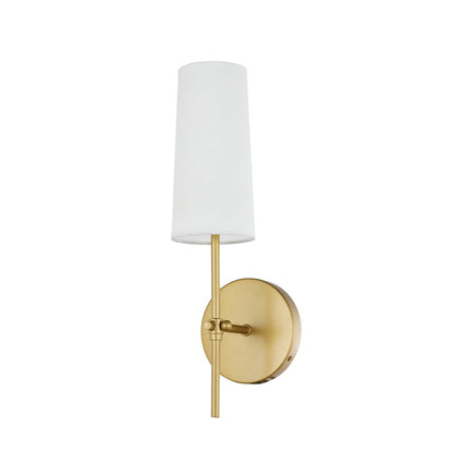 Mel 1 light Brass and White shade wall sconce