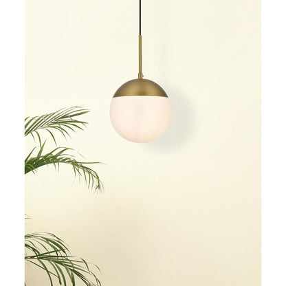 Eclipse 8 Inch Pendant Frosted White Shade in Satin Gold