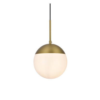 Eclipse 8 Inch Pendant Frosted White Shade in Satin Gold