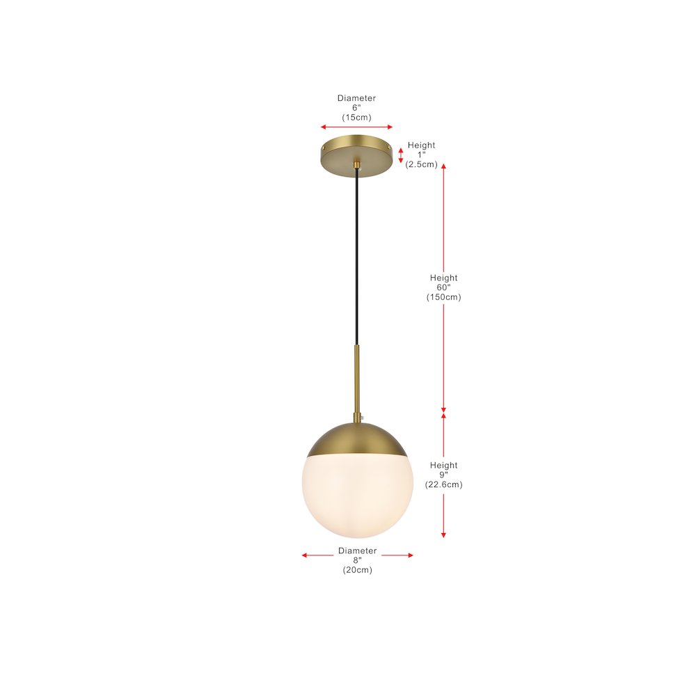 Eclipse 8 Inch Pendant Frosted White Shade in Satin Gold