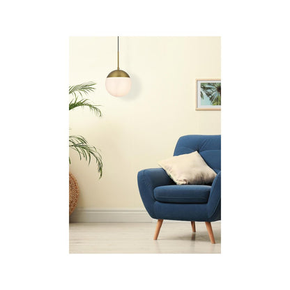 Eclipse 8 Inch Pendant Frosted White Shade in Satin Gold