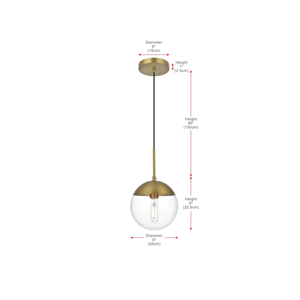 Eclipse 8 Inch Pendant Clear Shade in Chrome