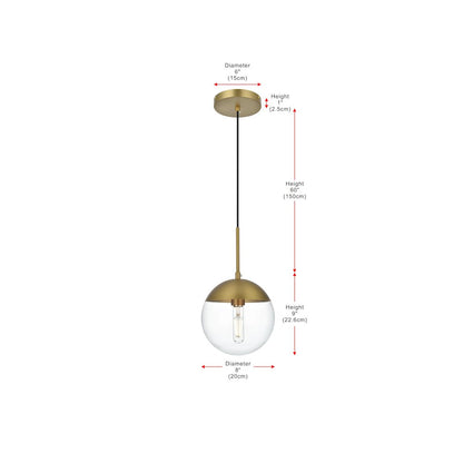 Eclipse 8 Inch Pendant Clear Shade in Chrome