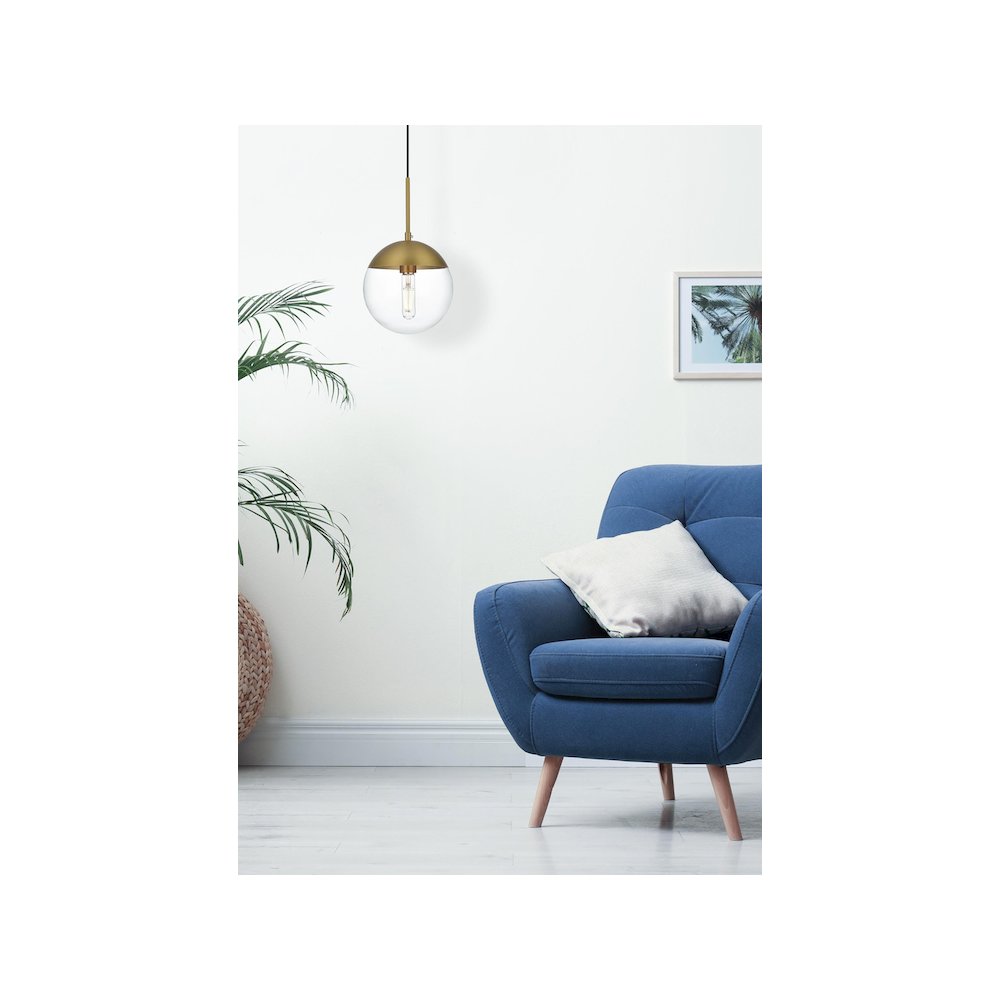 Eclipse 8 Inch Pendant Clear Shade in Chrome