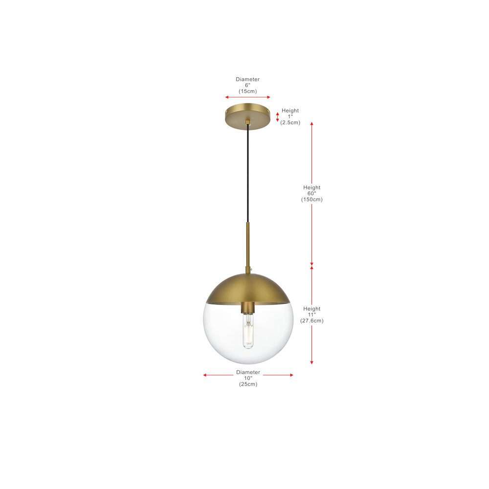 Eclipse 10 Inch Pendant Clear Shade in Chrome