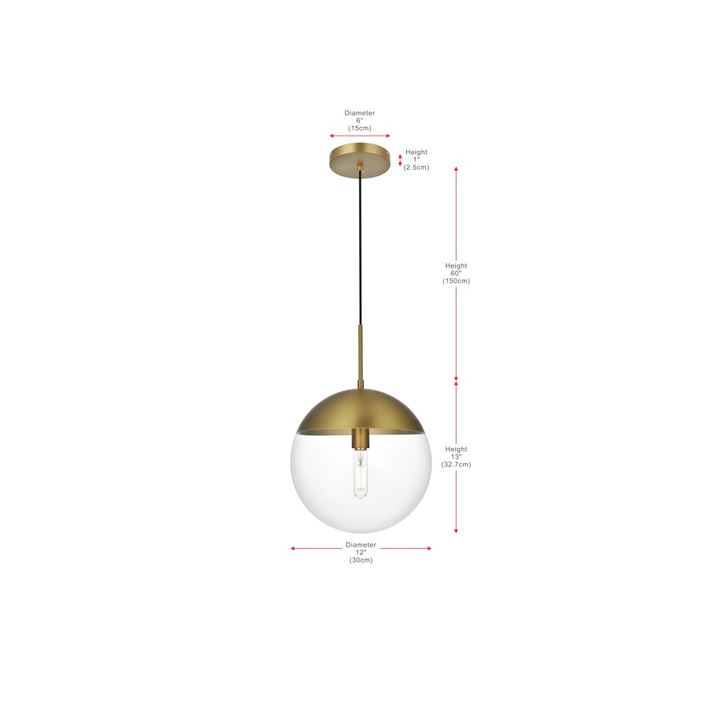 Eclipse 12 Inch Pendant Clear Shade in Chrome
