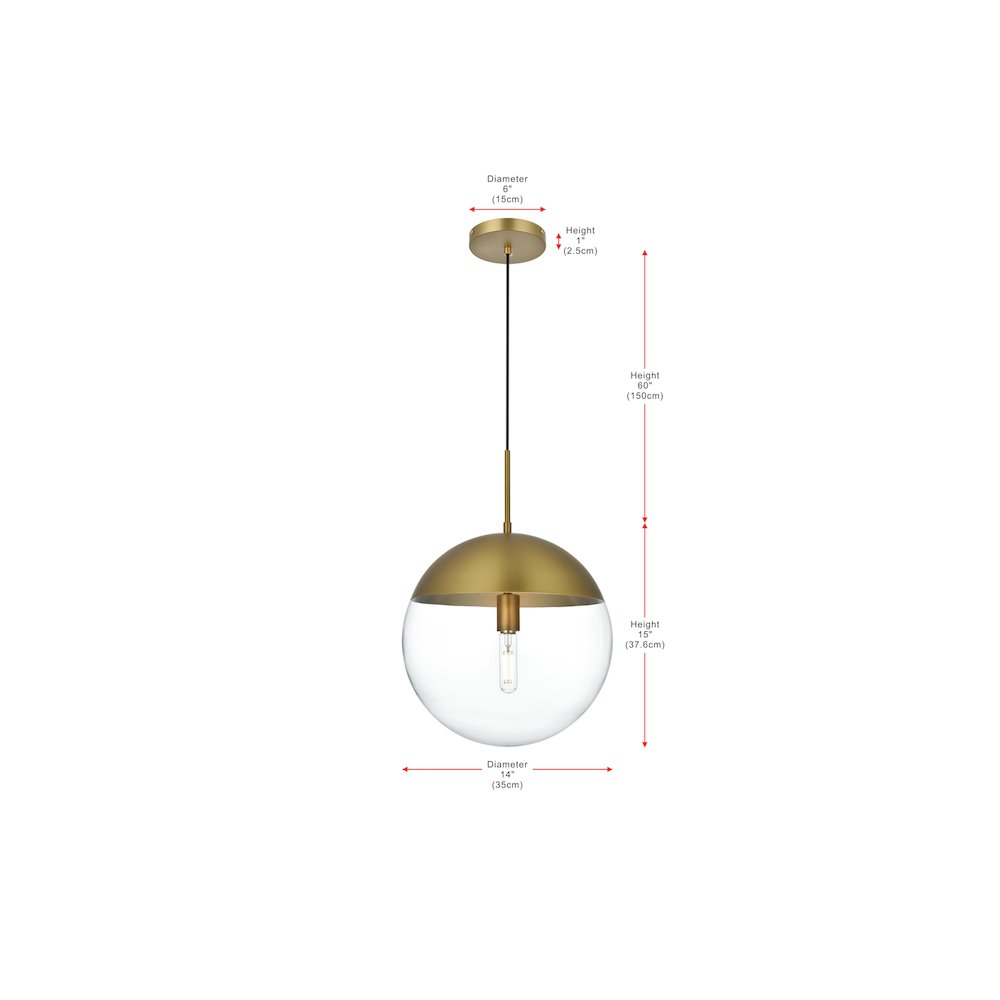 Eclipse 14 Inch Pendant Clear Shade in Chrome