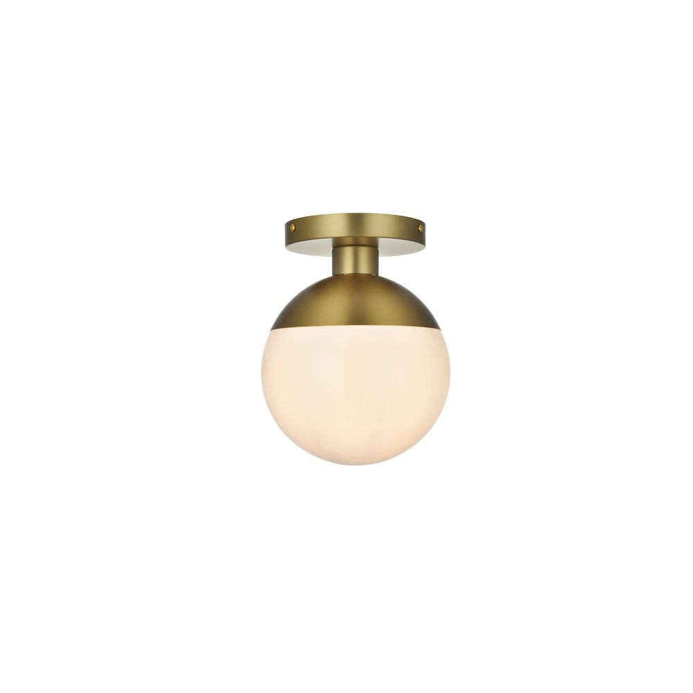 Eclipse 8 Inch Flush Mount Frosted White Shade in Satin Gold