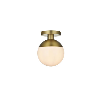 Eclipse 8 Inch Flush Mount Frosted White Shade in Satin Gold