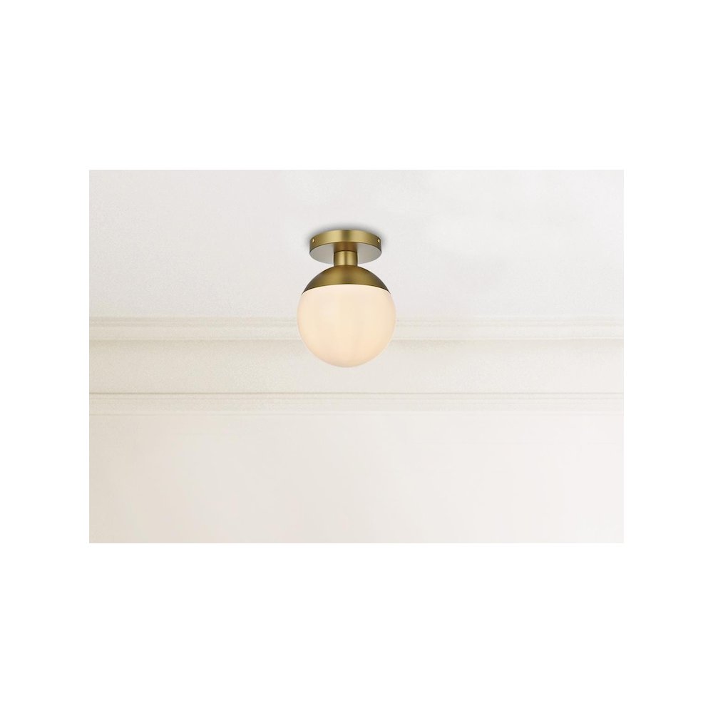 Eclipse 8 Inch Flush Mount Frosted White Shade in Satin Gold