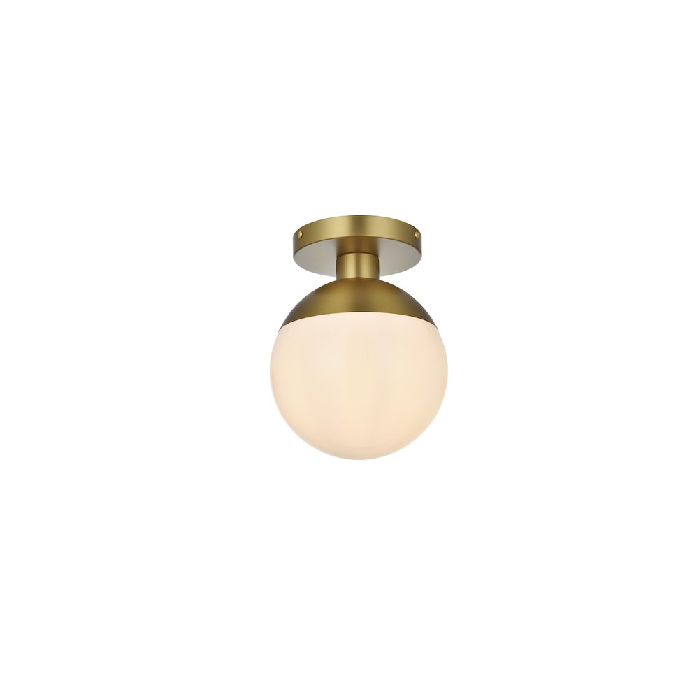Eclipse 8 Inch Flush Mount Frosted White Shade in Satin Gold