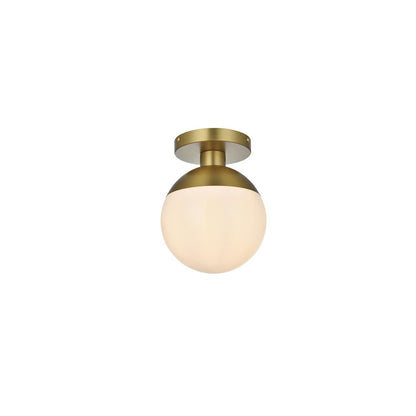 Eclipse 8 Inch Flush Mount Frosted White Shade in Satin Gold