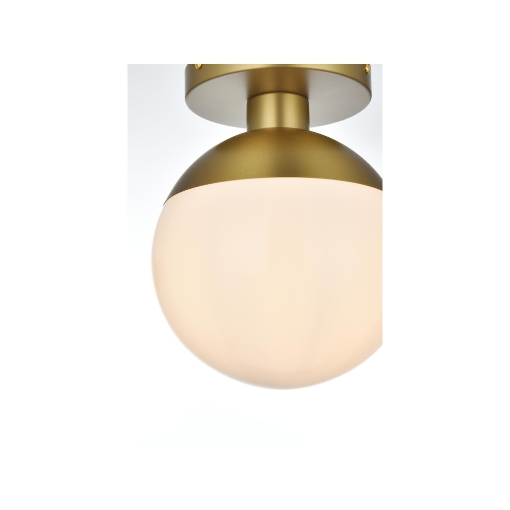 Eclipse 8 Inch Flush Mount Frosted White Shade in Satin Gold