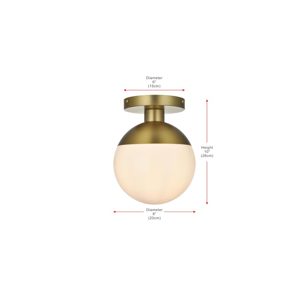 Eclipse 8 Inch Flush Mount Frosted White Shade in Satin Gold